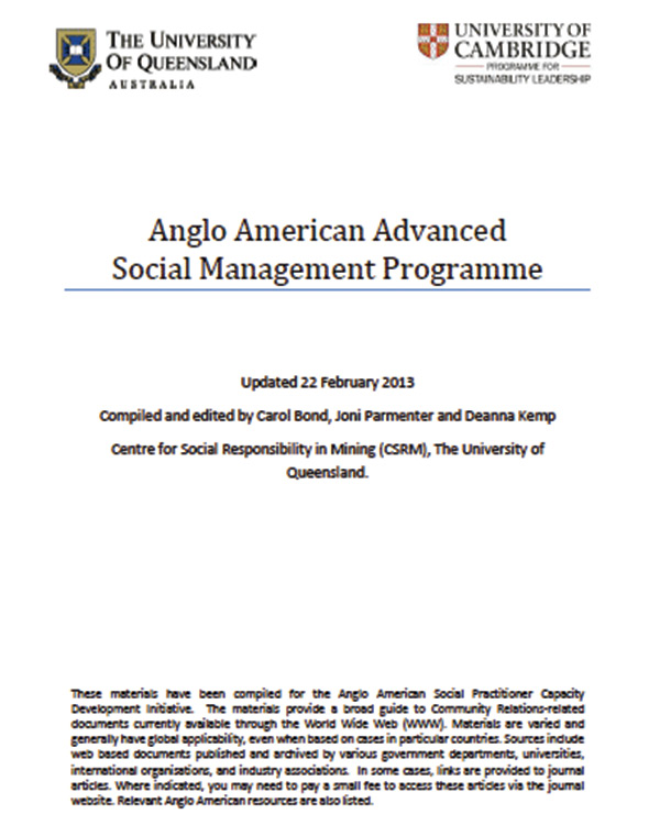 Anglo American Advanced Social Management Programme: Resource Library