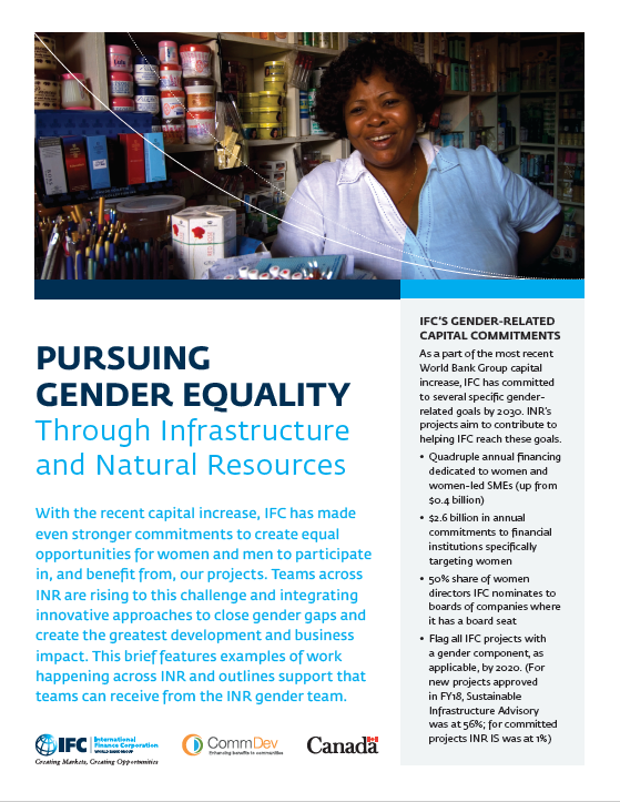 Pursuing Gender Equality Through Infrastructure and Natural Resources
