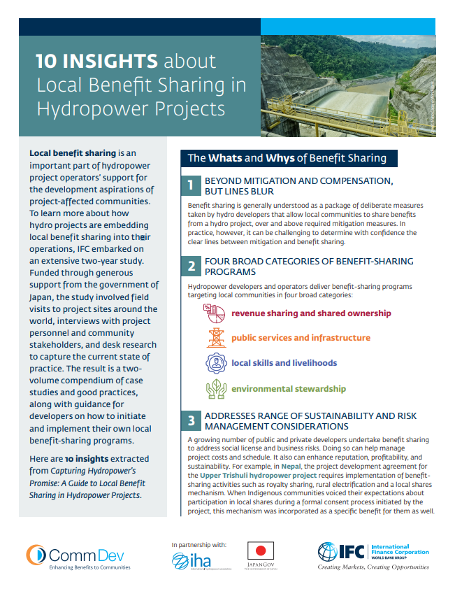 10 Insights about Local Benefit Sharing in Hydropower Projects